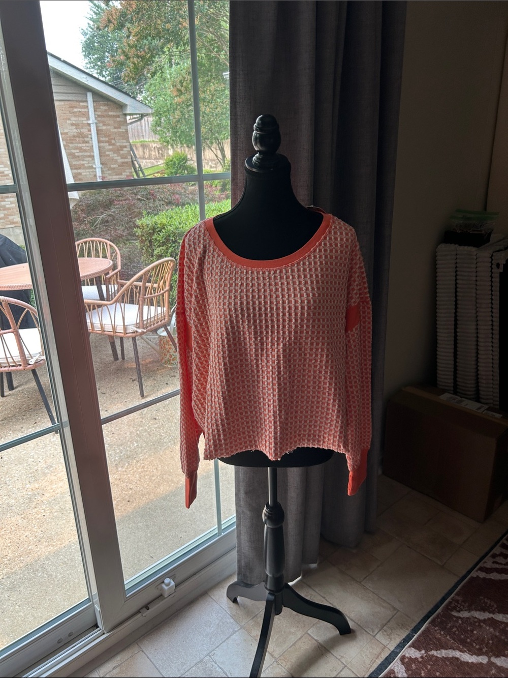 FP Movement by Free People Coral Scoop Neck Waffle Knit Sweater